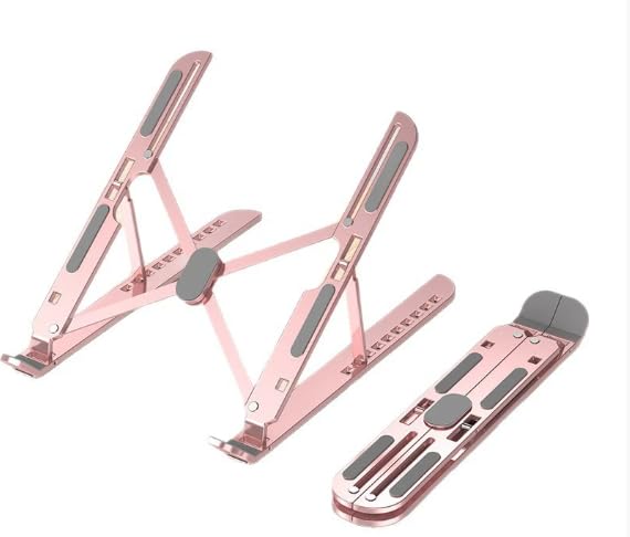 Adjustable Desktop Stand, Foldable Portable Stand, Suitable for 10- to 15.6-inch laptops and Tablets - color: Pink