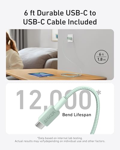 Anker Nano Phone Charger, USB C GaN Charger 30W, PIQ 3.0 Foldable PPS Fast Charger USB C for iPhone 17/16 and More Series, Galaxy, iPad, Compatible with MagSafe - color: green