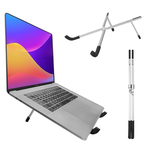 Protable Laptop Stand for Desk,Foldable Laptop Riser Holder,Ventilated Cooling Notebook Mount Computer Stand for 10-15.6” Laptops,Tablets，Aluminum - color: Silver