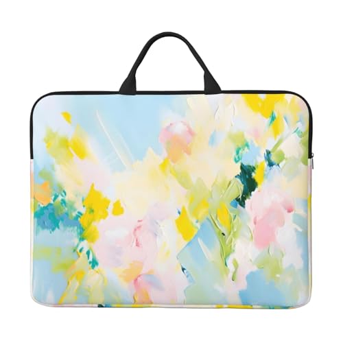 Pink and Yellow Paint Graffiti 14 Inch Laptop Sleeve Case，Handheld Waterproof/Shockproof Computer Carrying Bag Suitable for Daily Travel/Tourism/Business Trips, etc - color: Pink And Yellow Paint Graffiti