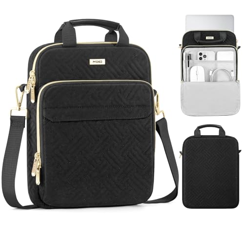 MoKo 15-inch Puffer Laptop Sleeve Shoulder Bag Carrying Case with Handle | Fits MacBook Air 15-inch, MacBook Pro 14-inch M5/M4/M3/M2 and Galaxy Tab S10 FE Ultra 14.8-inch, Black - color: Black, size: 15.6 Inch