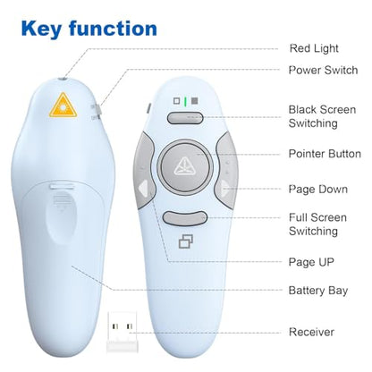 QUI Presentation Clicker Wireless Presenter Remote, Blue, A | Clicker for PowerPoint Presentation Remote, PowerPoint Slide Advancer for Mac/Windows/Google Slide/Keynote - color: Blue