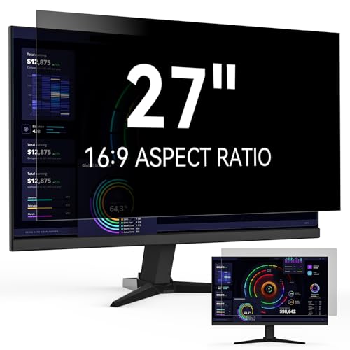 27 Inch Privacy Screen for Computer Monitor 16:9 Aspect Ratio, Eye Protection Anti Blue Light Glare Shield, 27in Removable Black Blackout Anti Spy Protector Film Desktop Security Private Filter - size: 27" (16:9)-1 pack