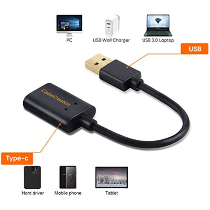 CableCreation [3-Pack USB C Female to USB Male Adapter Cable, 5Gbps USB 3.1 to USB C Adapter Compatible with Oculus Quest Link Logitech StreamCam, etc - style: Cable Adapter-3Pack