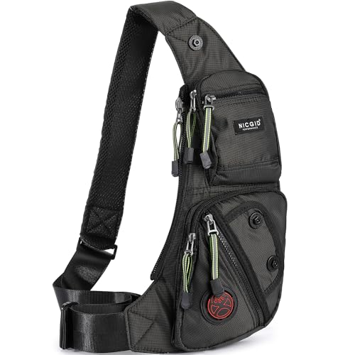 NICGID Sling Bag Chest Shoulder Backpack Crossbody Daypack for Men Women | Travel Outdoor Hiking Concealed Carry Fishing Fanny Tool Small Casual - color: Black