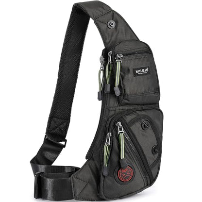 NICGID Sling Bag Chest Shoulder Backpack Crossbody Daypack for Men Women | Travel Outdoor Hiking Concealed Carry Fishing Fanny Tool Small Casual - color: Black