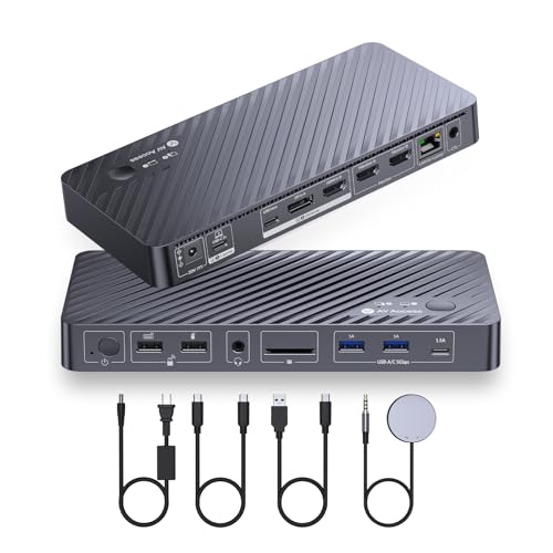 AV Access iDock P10 KVM Docking Station 2 Monitors 2 PC, GbE, EDID, 65W PD | 5xUSB-A, USB C Hub, 4K@60Hz HDMI & DisplayPort USB C KVM Switch Dual Monitor Laptop & Desktop, Audio, SD, Remote Switch - style: iDock P10