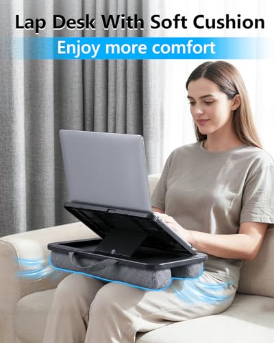 Adjustable Lap Desk with Cushion - 8 Angles Ergonomic Adjustment | Laptop Lap Desk For Bed Couch Car Home Office - Ideal For Reading Drawing Working- Fits up to 14 Inch Laptop Tablet (MINI) - size: MINI