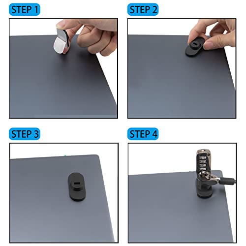 5Pack Anti Theft Self-Adhesive Security Plate with Slot for Cables to Lock Down Laptops, Mac Book, Tablets, iPad, or Other Computer (Black) - color: Black lock slot-5Pack