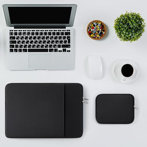 RAINYEAR 14 Inch Laptop Sleeve Case with Pocket & Accessories Pouch, Black | Protective Padded Zipper Soft Laptop Case Carrying Computer Bag Compatible with 14 Inch Notebook Chromebook Tablet Ultrabook - color: Black, size: 14"