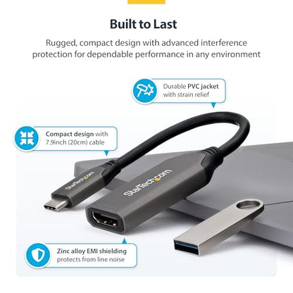 StarTech USB-C to HDMI 2.1 Adapter, 8K 60Hz or 4K 120Hz, HDR10+, USB4 | MacBook Pro/Air, iPad Pro, Pixelbook, Dell XPS, Pro/Max/Ultra do 8K 60Hz, 20cm cable - style: 8K60