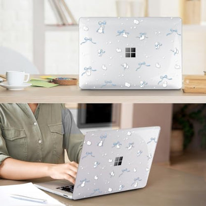 Case for 2024 Microsoft Surface Laptop 13.8 inch Touchscreen (7th Edition) Model: 2036, Protective Plastic Hard Shell Case + Keyboard Cover + Screen Protector + Webcam Cover, Bunny - color: Bunny