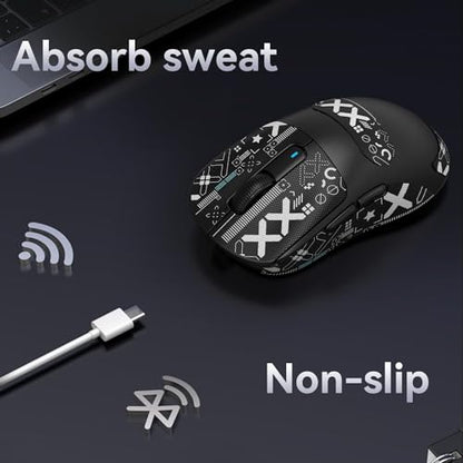 ATTACK SHARK Mouse Anti Slip Grip Tape for X3 Wireless Gaming Mouse - Black | Pre-Cut Universal Tape, Skins, Sweat Resistant, Elastics Refined Side Grips, Ultra-thin 0.5mm (0.02in) for Computer Mouse - color: Black & White