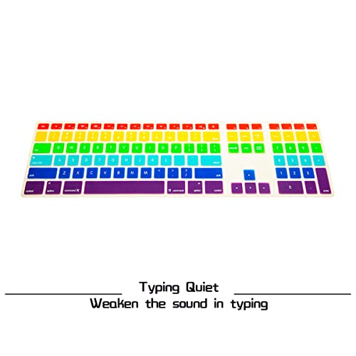 HRH Rainbow Mix Silicone Keyboard Skin Cover for iMac Wired USB Full Size Keyboard with Numeric Keypad A1243(G6 MB110LL/B and MB110LL/A) - color: Rainbow