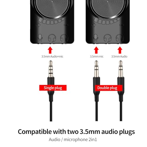 USB Sound Card Virtual 7.1 Surround Sound USB External Sound Card Adapter with PUBG Sound Effects for PC/PS4/PS5/Mac/Gaming Headset,Plug and Play