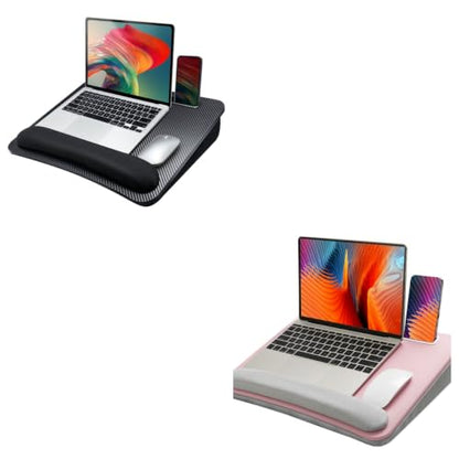 HUANUO Laptop Lap Desk - Portable Lap Desk with Pillow Cushion, Fits up to 15.6 inch Laptop, with Anti-Slip Strip & Storage Function for Home Office Students Use as Computer Laptop Stand