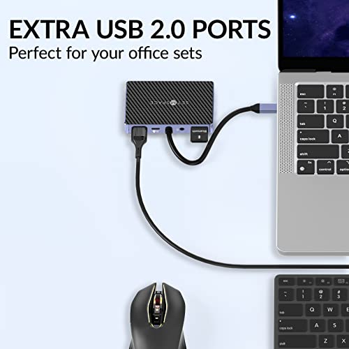 7 in 1 Docking Stations, 100W Charging for Laptop, 1 x USB 3.0, 2 x USB 2.0, Dual Display, HDMI for 4K@60Hz, VGA for 1080P@60Hz, 3.5mm Audio, for Dell/HP/Lenovo/Surface/Mac