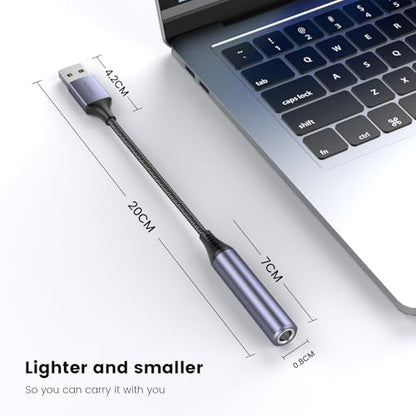 MOSWAG USB to 1/4 Jack Audio Adapter with External Sound Card | USB to 6.35mm Female Headphone Aux Adapter, For Laptop, PC, Amplifier, Speaker, 6.35mm Headphone NOT for Recording and Mic