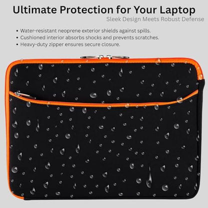 Neoprene 13.3 inch Laptop Sleeves, Slim Computer Bag for 13 in Notebooks, Tablets, Protective Cover for Men and Women - color: Black / Orange