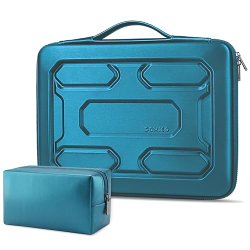 DOMISO Laptop Hard Case 15-16 inch Waterproof Shockproof Hard Shell Laptop Sleeve with Handle & Storage Pocket, Compatible with MacBook, HP, Dell, Teal - color: Teal, size: 15.6 inch