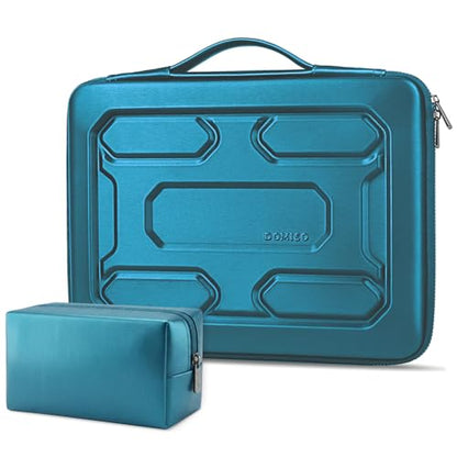 DOMISO Laptop Hard Case 14-14.4 inch Waterproof Shockproof Hard Shell Laptop Sleeve with Handle & Storage Pocket, Compatible with MacBook, HP, Dell, Teal | Waterproof, Shockproof, With Handle & Storage Pocket, Compatible with MacBook, HP, Dell - color: Te