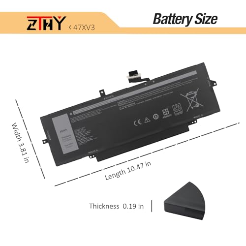 ZTHY 47XV3 5Y3T9 Laptop Battery for Dell Latitude 9330 Latitude 9330 2-in-1 | Replacement for P35S P35S001 Latitude 9330 4JG2Y 6W5R4 V2KRT Series 05Y3T9 GK1M0 11.55V 50Wh 4113mAh - size: 10.51*3.86*0.2 inch 47XV3