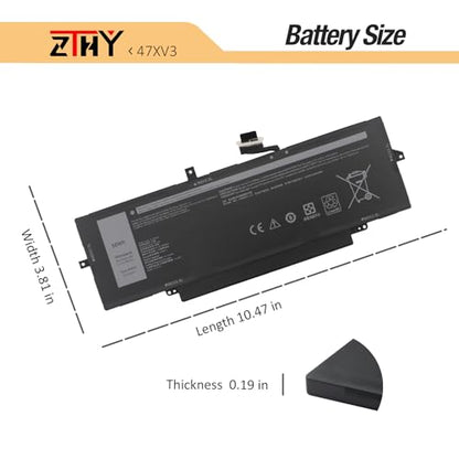 ZTHY 47XV3 5Y3T9 Laptop Battery for Dell Latitude 9330 Latitude 9330 2-in-1 | Replacement for P35S P35S001 Latitude 9330 4JG2Y 6W5R4 V2KRT Series 05Y3T9 GK1M0 11.55V 50Wh 4113mAh - size: 10.51*3.86*0.2 inch 47XV3