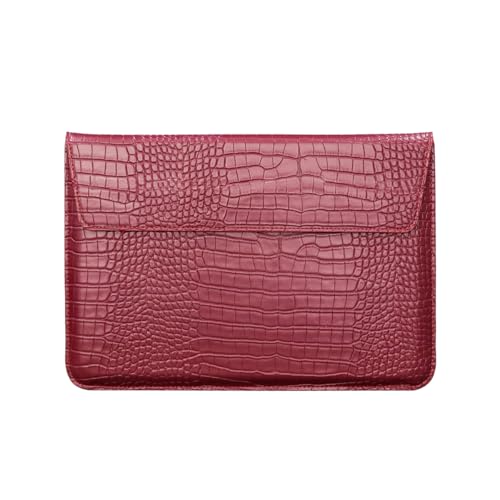 Wine Red Crocodile PU Leather Laptop Sleeve for 13-13.6 Inch Laptops | Flip Case with Stand. Soft Plush Lining Prevents Scratches. Water-Resistant & Lightweight. Daily for Business Travel& Commute - color: Wine Red