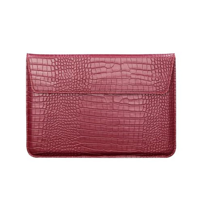 Wine Red Crocodile PU Leather Laptop Sleeve for 13-13.6 Inch Laptops | Flip Case with Stand. Soft Plush Lining Prevents Scratches. Water-Resistant & Lightweight. Daily for Business Travel& Commute - color: Wine Red