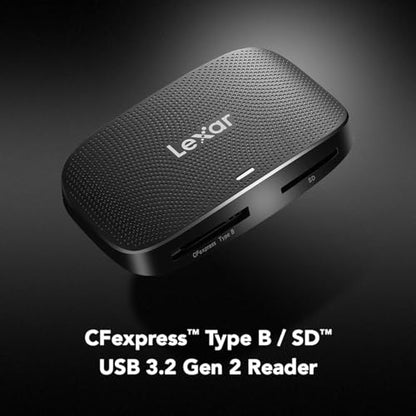 Lexar CFexpress Type B/SD Card Reader, Up to 10Gbps, USB 3.2 Gen 2 | Designed for CFexpress Type B & SD Cards, Dual-slot Simultaneous Offload, Includes USB-C/A Adapter, LRW520U-RNBNG - style: CFexpress Type B / SD USB 3.2 Reader