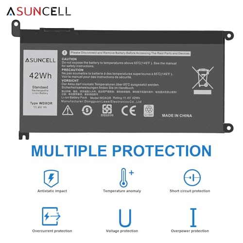 WDX0R Laptop Battery for dell Inspiron 15 7579 7569 5578 5565 5567 5568 5570 5775 5579 7560 7570 13 5378 5368 7375 7368 7378 17 5765 5767 5770 Series P69G001 P58F P58F001 P75F P66F P69G 3CRH3 - size: WDX0R 10.47 × 6.61 × 0.83 in