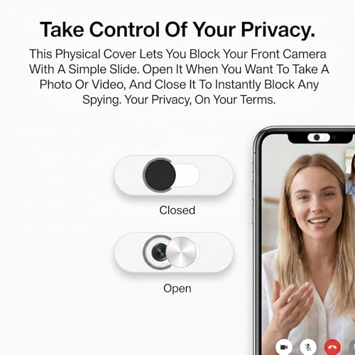 Smartphones Webcam Cover Protect Privacy, Front Camera Cover for Phone, Webcam Blocker for Single Front Camera, Privacy Slider Protects Your Phone Security, 2 Pack-Black