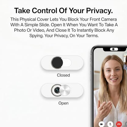 Smartphones Webcam Cover Protect Privacy, Front Camera Cover for Phone, Webcam Blocker for Single Front Camera, Privacy Slider Protects Your Phone Security, 2 Pack-Black