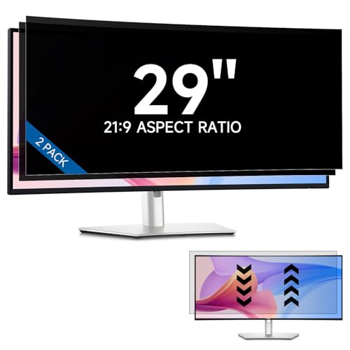 IPROKKO [2-Pack] 29 Inch Computer Privacy Screen Filter for 21:9 Widescreen Monitor, Removable 29in Anti Blue Light Glare Privacy Shield, Anti Spy Security Protector for Hp Dell Asus Acer Samsung - color: Black Monitor Screen, size: 2pcs-29inch 21:9