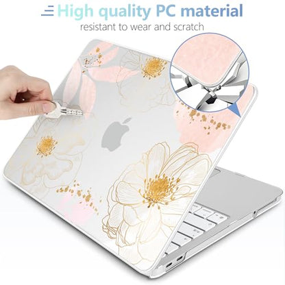 MEEgoodo 4-in-1 Printed Case for MacBook Neo 13 inch 2026 Release Model A3404, Laptop Hard Shell Cases with Keyboard Skin & Screen Protector & Webcam Covers, Tropical Pink Flowers - color: Tropical Pink Flowers