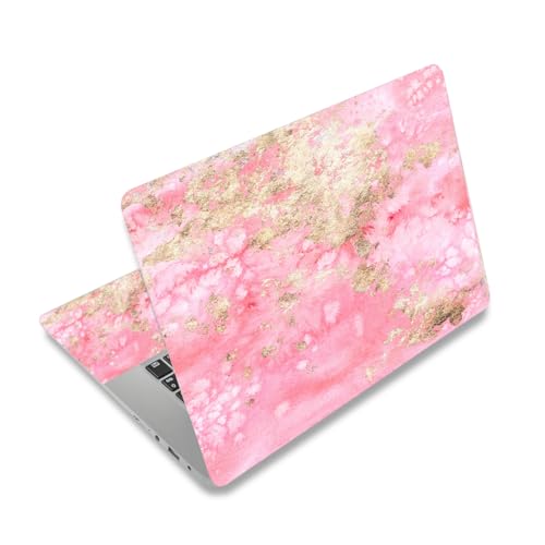Laptop Skin Sticker Decal,12" 13" 13.3" 14" 15" 15.4" 15.6 inch Laptop Vinyl Skin Sticker Cover Art Protector Notebook PC (2 Wrist Pad Skins Included), Waterproof Removable, Pink Golden Marble - color: Pink Golden Marble