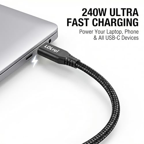 LDLrui USB4 Data Cable 3FT, 40Gbps, Thunderbolt 4/3 Compatible, 240W PD 3.1 Fast Charging, 8K@60Hz USB C Video Cable for MacBook Pro, iPhone 16/17, SSD, Dock & Monitor - size: 3FT