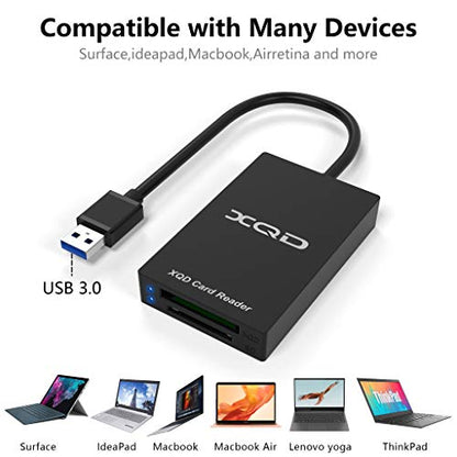 XQD Card Reader, USB 3.0 XQD/SD Card Reader Dual Slot Memory Card Reader 5Gpbs Super Speed Support Sony G/M Series, Lexar 2933x/1400x USB Mark XQD Card,SD Card for Windows/Mac OS - color: CR312-A
