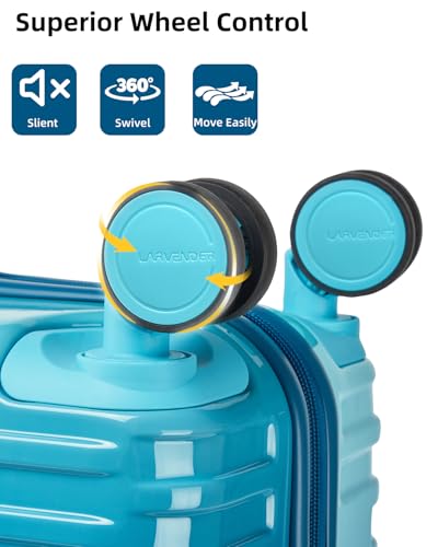 LARVENDER Carry on Luggage 22x14x9 Airline Approved, Expandable 20 Inch Hardside Large Suitcase with Wheels TSA Lock, Lightweigh PC+ABS Travel Carry-on Suitcases for Women and Men, Ocean Breeze - color: Ocean Breeze (XL-BP), size: 3 Piece Set (Backpack/20