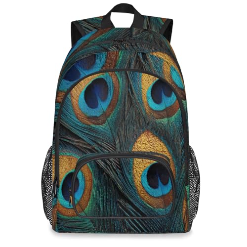 Peacock Feather Birds Large Backpack for Women and Men Waterproof Travel Laptop Backpack Lightweight Business Work Daypack Fits 17 Inch Computer - color: Multicolor 6