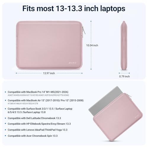 MOSISO Laptop Case 13.3 inch, 13-13.3 inch Laptop Sleeve with Small Case | Compatible with MacBook Air/Pro 13/Pro 14 M5 M4 M3 M2 M1, HP Dell ASUS Lenovo, Neoprene Computer Sleeve Bag, Baby Pink - color: Baby Pink, size: 13.3 inch