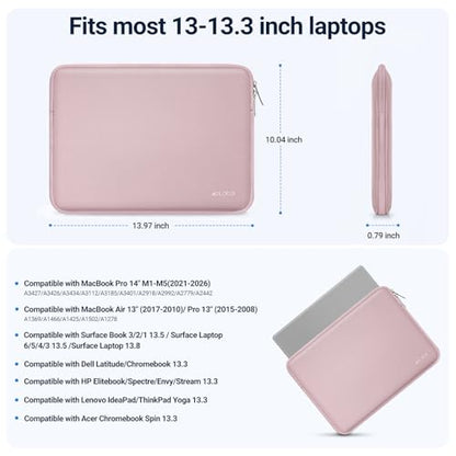 MOSISO Laptop Case 13.3 inch, 13-13.3 inch Laptop Sleeve with Small Case | Compatible with MacBook Air/Pro 13/Pro 14 M5 M4 M3 M2 M1, HP Dell ASUS Lenovo, Neoprene Computer Sleeve Bag, Baby Pink - color: Baby Pink, size: 13.3 inch