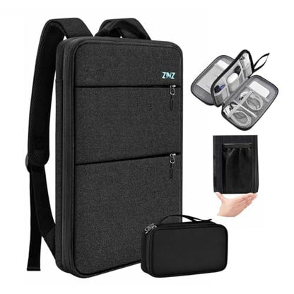 Travel Laptop Backpack with Small Case for 15-16 inch Notebooks, Slim & Expandable Computer Bag for College Business Commute for Men and Women,Black - color: Black