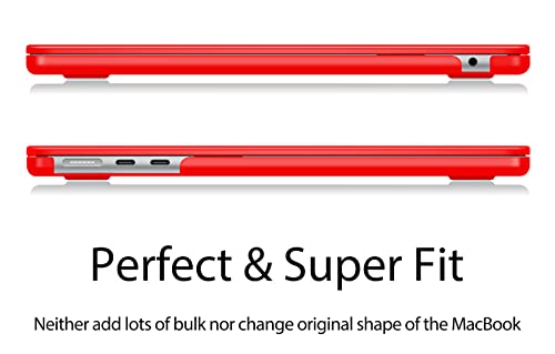 UESWILL Compatible with MacBook Air 13 inch M5 M4 M3 M2 Case 2022-2026 Model A3449 A3240 A3113 A2681, Matte Hard Shell Case Cover for MacBook Air 13.6 + Microfiber Cloth, Red - color: Red, size: MacBook Air 13" (M2 M3 M4 M5)