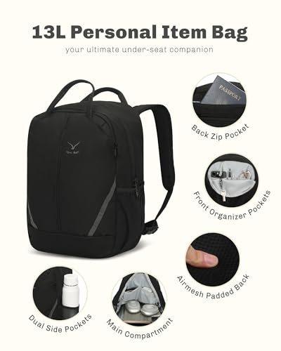 2 in 1 Travel Backpack Set Rolling Backpack with Wheels Carry on Luggage 43L with Personal Item Bag for Men Women 17 inches Laptop Backpack Jet Black - color: Jet Black