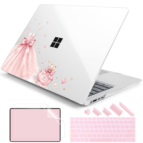 Batianda Topographic Princess Bow for Microsoft Surface Laptop 15 inch | Fits Surface Laptop for Business 8th Edition 2026 & Surface Laptop 7 15" 2024, 4-in-1 Bundle, Slim Hard Shell, Precision Fit - color: Princess Bow
