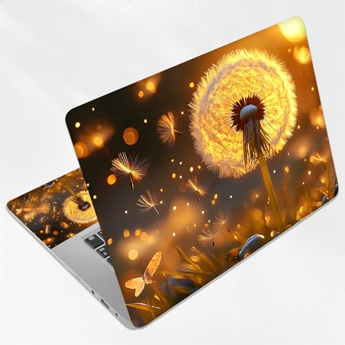 Dandelion Magic Glow Universal Laptop Skin Sticker 3PCS, Protective Decal Trim-to-Fit 11.6" 13.3" 14" 15.6" Laptop Vinyl Cover, Removable Anti-Scratch Computer Decal Protector - color: Dandelion Magic Glow