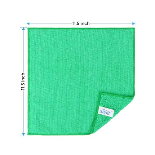 HOMEXCEL Green Microfiber Cleaning Cloth, 12 Pack Premium Microfiber Towels for Cars, Lint Free, Scratch-Free, Highly Absorbent, Reusable Cleaning Rags for Car, Household, Kitchen, Window,11.5"X11.5" - color: Green