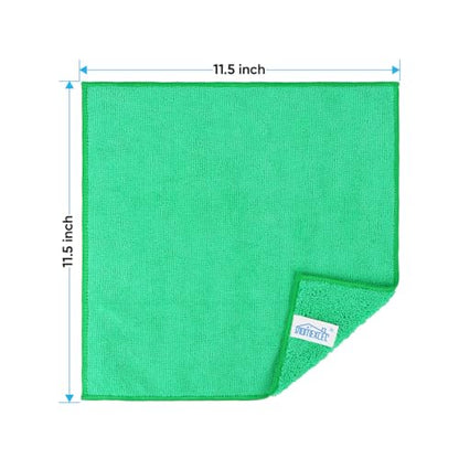 HOMEXCEL Green Microfiber Cleaning Cloth, 12 Pack Premium Microfiber Towels for Cars, Lint Free, Scratch-Free, Highly Absorbent, Reusable Cleaning Rags for Car, Household, Kitchen, Window,11.5"X11.5" - color: Green