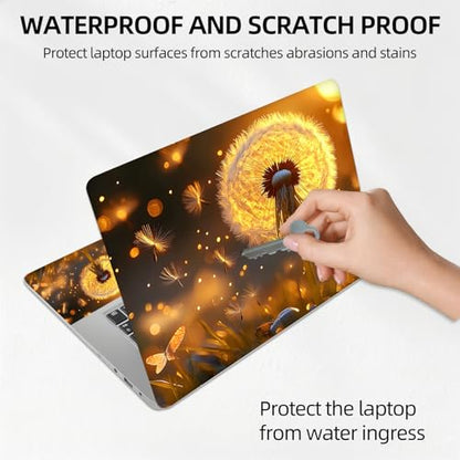 Dandelion Magic Glow Universal Laptop Skin Sticker 3PCS, Protective Decal Trim-to-Fit 11.6" 13.3" 14" 15.6" Laptop Vinyl Cover, Removable Anti-Scratch Computer Decal Protector - color: Dandelion Magic Glow